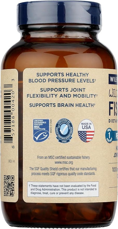 Wiley's Finest Wild Alaskan Fish Oil Peak EPA - Triple Strength Peak EPA and DHA - 1000mg Omega-3s, SQF-Certified - 120 Softgels (120 Servings)
