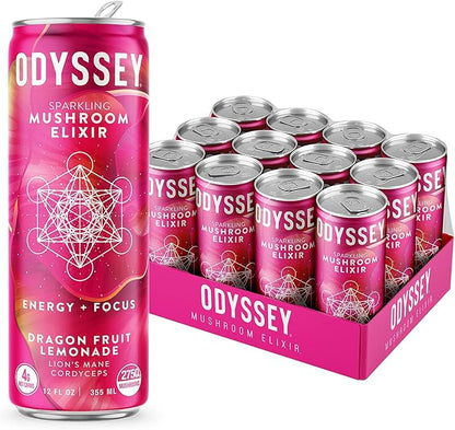 Odyssey Elixir Sparkling Adaptogen Drink, Low 12 Fl 12 Pack