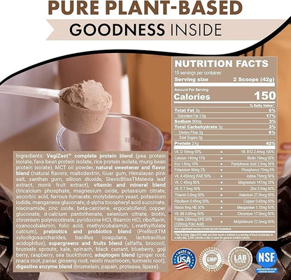UpNourish Chocolate Vegan Protein Powder, Meal 15 Servings