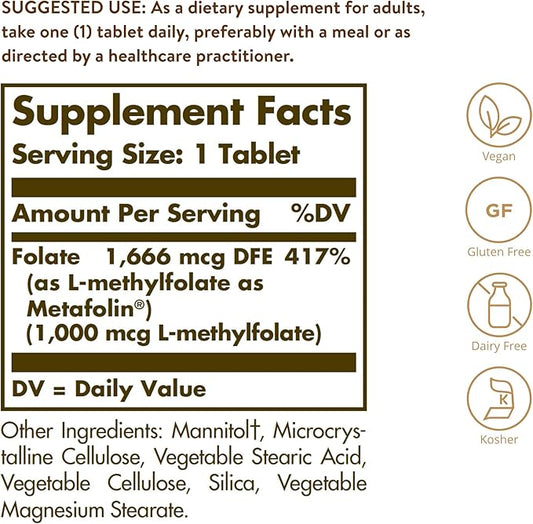 Solgar Folate 1000 mcg, 120 Tablets 1000 mcg 120 Servings