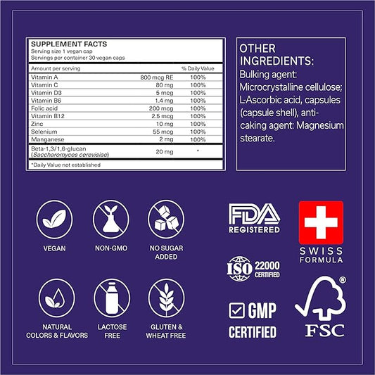 Immune Activator | 10-in-1| Immune Support D3, B6, B6, B9, B9, B12, B12, Zinc, 30 Vegan