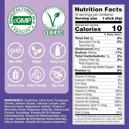 Venture Pal Sugar Free Electrolyte Powder Packets - Liquid Daily IV Drink Mix for Rapid Hydration & Party Recovery | 5 Vitamins & 7 Electrolytes| Keto Friendly | Non-GMO | Certified Vegan | 16 Sticks