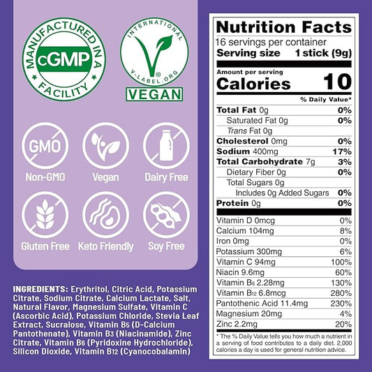Venture Pal Sugar Free Electrolyte Powder Packets - Liquid Daily IV Drink Mix for Rapid Hydration & Party Recovery | 5 Vitamins & 7 Electrolytes| Keto Friendly | Non-GMO | Certified Vegan | 16 Sticks