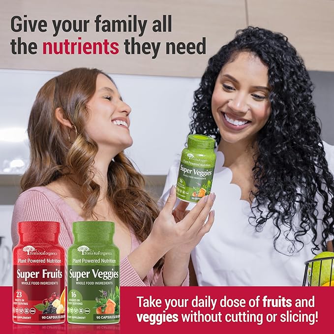 Organic Super Fruit & Veggies Supplement 23 Fruits 16 Vegetables (180 Count)