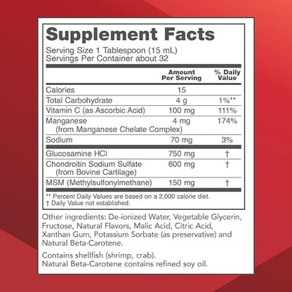Protocol Liquid Glucosamine & Chondroitin with MSM - Joint Support* - Chondroitin MSM Supplement - Egg Free & Dairy Free - 16 fl oz