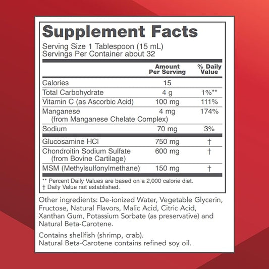 Protocol Liquid Glucosamine & Chondroitin with MSM - Joint Support* - Chondroitin MSM Supplement - Egg Free & Dairy Free - 16 fl oz