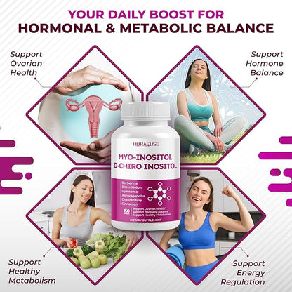 High Potency Myo-Inositol & D-Chiro Inositol with Chasteberry, Cinnamon, Bitter Melon & Gymnema – Supports Optimal Hormone Balance, Healthy Metabolism* – Made in The USA
