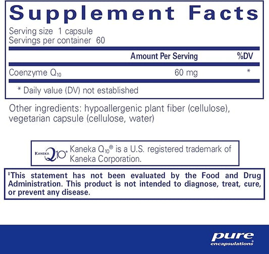 Pure Encapsulations CoQ10 60 mg Q10 Supplement 60 Capsules