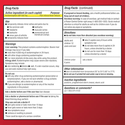 Amazon Basic Care Extra Strength Pain 500 mg, 1000 Count