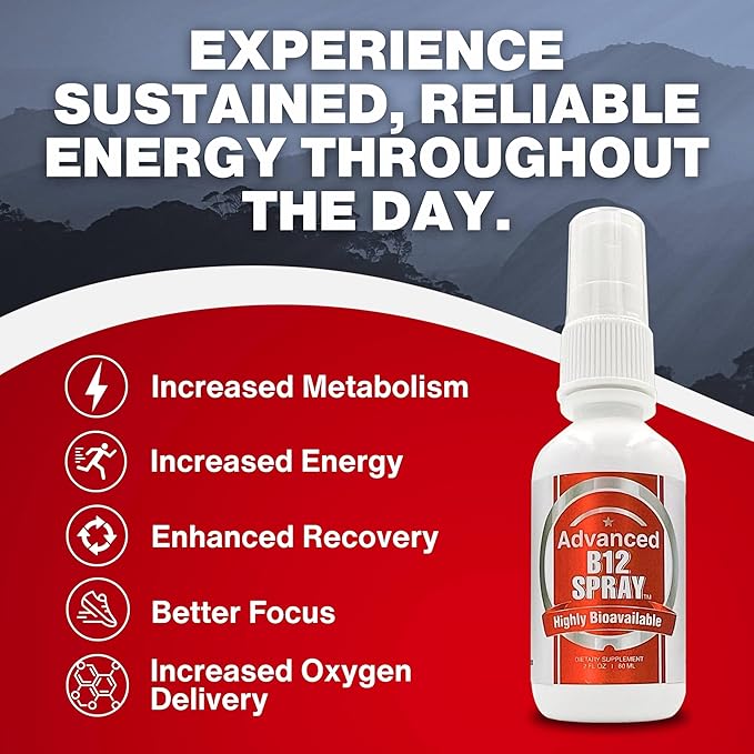Vitamin B12 Energy Spray, Methylcobalamin (4 oz 120 Servings)