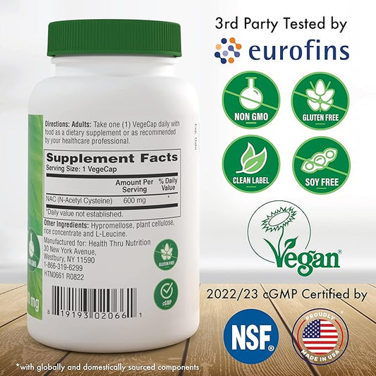 Health Thru Nutrition NAC N-Acetyl-Cysteine 600mg 60 Capsules