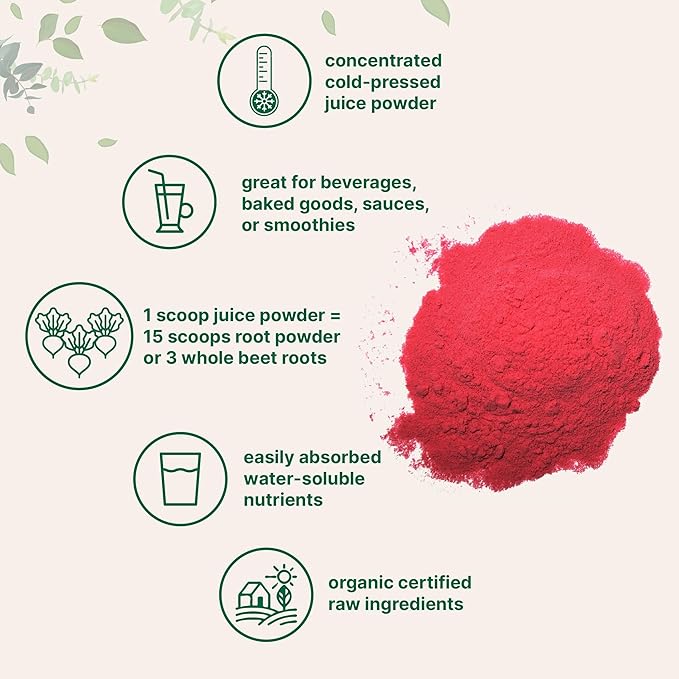 Micro Ingredients Organic Beet Root Powder, 1 Pound, Cold Pressed and Water Soluble, Beet Juice Pre-Workout Concentrated Powder, Energy & Immune System Support, Non-GMO