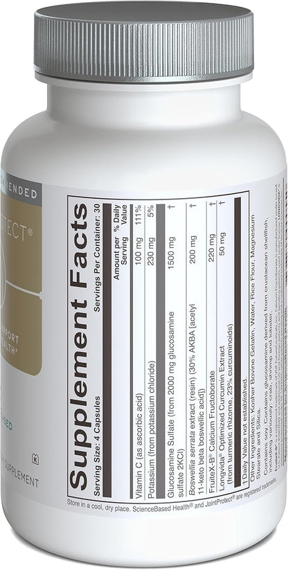 JointProtect - Support for Joint Health - Glucosamine Sulfate, Boswellia Serrata, Calcium Fructoborate, Curcumin, Vitamin C - 120 Capsules