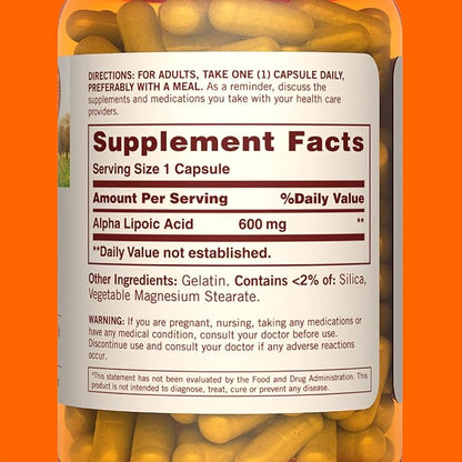 Sundown Alpha Lipoic Acid 600mg, Supports 60 Capsules