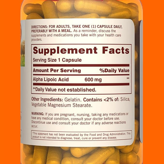 Sundown Alpha Lipoic Acid 600mg, Supports 60 Capsules