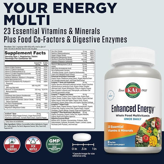 KAL Enhanced Energy Tablets, 60 Count