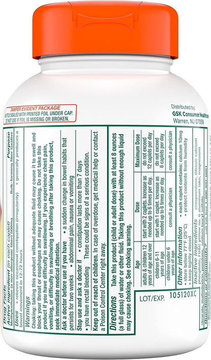 Citrucel Fiber Therapy Caplets for Irregularity, Easy to Swallow Methylcellulose , 180 Count
