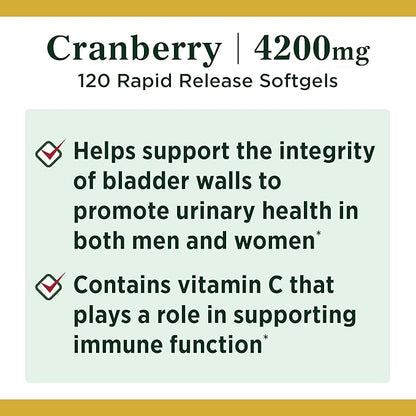 Cranberry Pills & Vitamin C by 4200mg, 120 120 Softgels, 3 pack