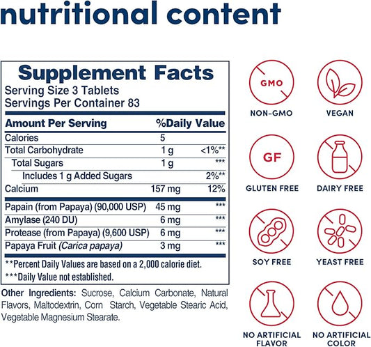 American Health Chewable Multi-Enzymes, Original Papaya, 250 Count