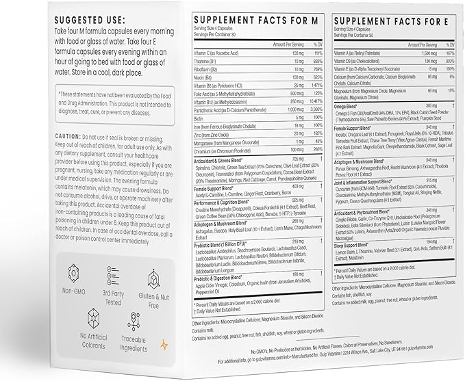 Gulp Ultimate Multivitamin for Women B12, Mushrooms, 3 & 30 Servings