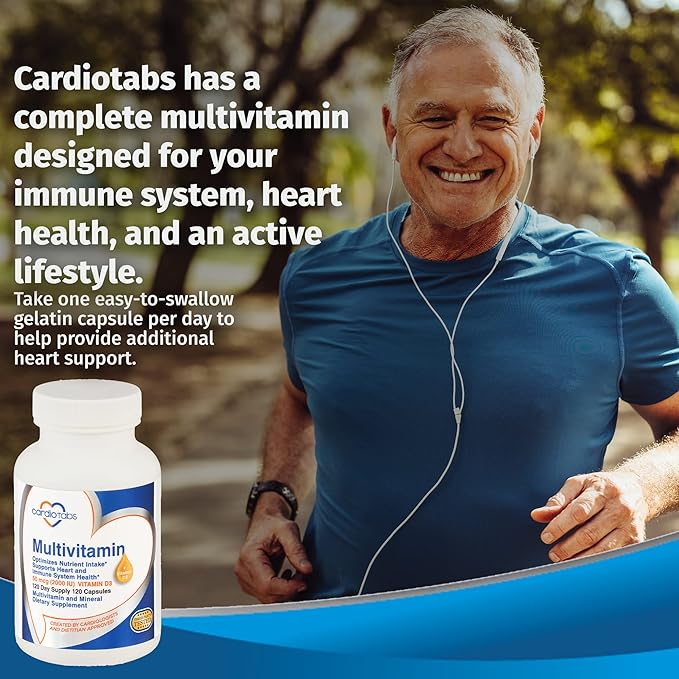 Multivitamin - Heart and Immunity Supplements 2000 IU D3, 120-Count 120-Count Bottle