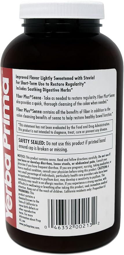 Yerba Prima Fiber Plus Senna Powder, 12 Ounce 3) -