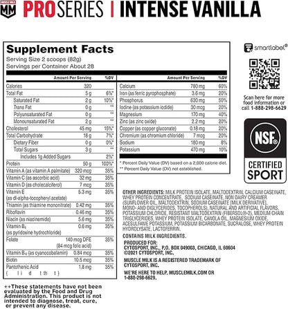 Muscle Milk Pro Series Protein Powder 5 Pound, 28 Servings, 50g Protein, 3g Sugar, 20 Vitamins