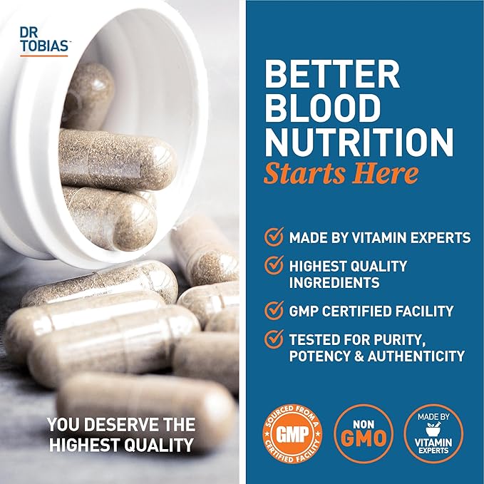 Dr. Tobias Blood Pressure Support Supplement B6, B12, B12, Niacin, 90 Capsules
