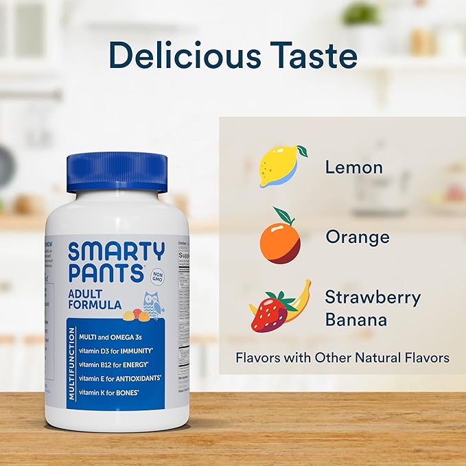 SmartyPants Multivitamin for Men & Women: D3, C, B12, B6, B6, Vitamin 3 Fish 180 Count (30 Day