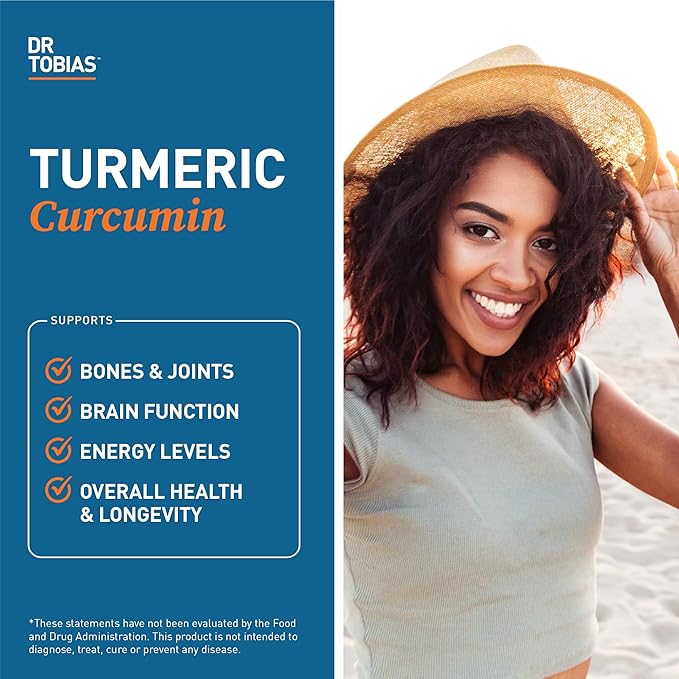 Dr. Tobias Turmeric Curcumin Supplement Support,1500 mg 95% Curcuminoids, 120 Capsules