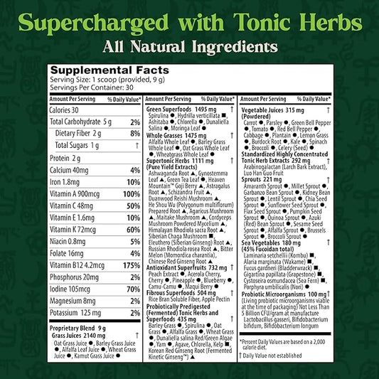 Dragon Herbs Tonic Alchemy Greens Superfood Powder 91 Ingredients: 30 Servings