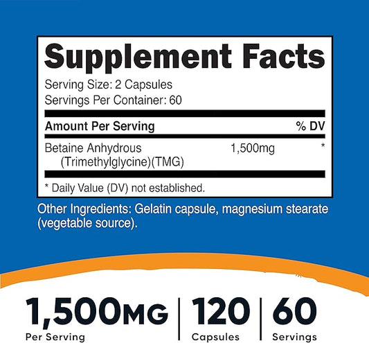 Nutricost Betaine Anhydrous Caps 1500mg, 60 (3 Bottles)