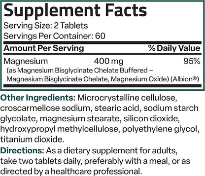 Bronson Magnesium Glycinate 400mg Extra Strength, Vegetarian, Chelated for Absorption Gentle on The Stomach, Non-GMO, 120 Tablets