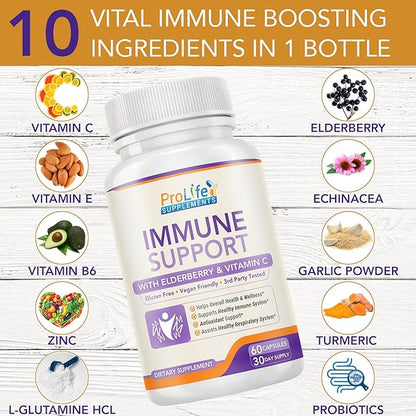 10 in 1 Natural Immune Support B6, Turmeric, 60 Count
