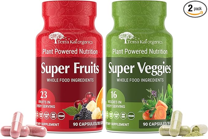 Organic Super Fruit & Veggies Supplement 23 Fruits 16 Vegetables (180 Count)