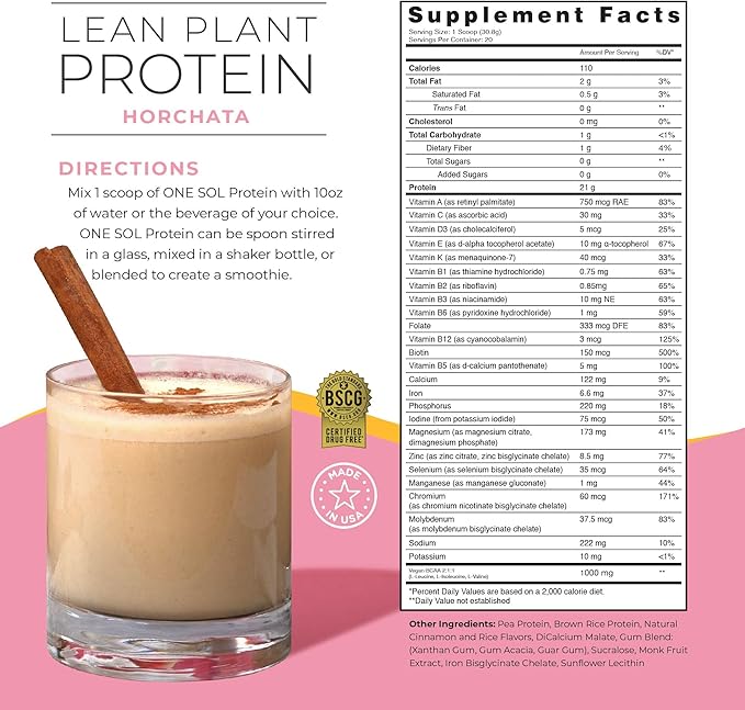 One Sol Lean Plant Protein Powder 100% Plant-Based