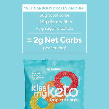 Kiss My Keto Gummies Candy – Low Carb Candy Gummy Rings, Keto Snack Pack – Healthy Candy Gummys – Vegan Candy, Keto Gummy Candy – Keto Candy Gummies (6-pack)