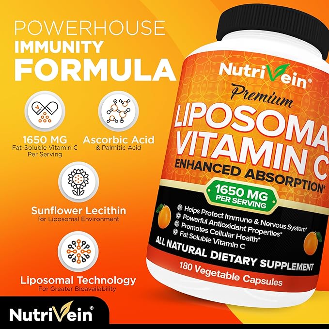 Nutrivein Liposomal Vitamin C 1650mg 180 Capsules