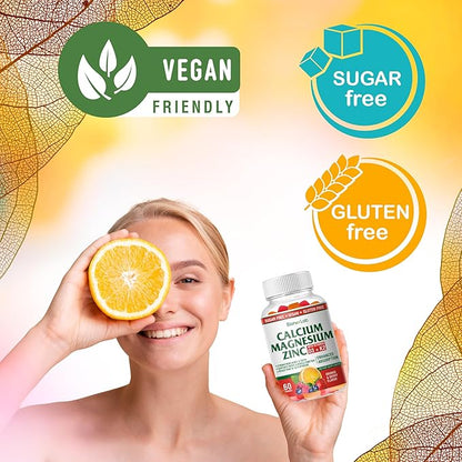 Calcium Magnesium Zinc Gummies with Vitamin D3 & K2 -