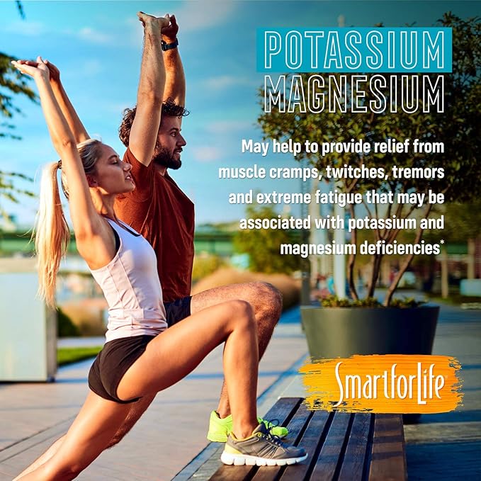 SMART FOR LIFE Potassium Magnesium Supplement – High Absorption Magnesium Complex – 60 Vegan Capsules - Magnesium and Potassium Supplement for Vascular Health, Magnesium for Leg Cramps and Sleep