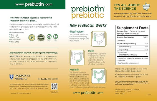 Prebiotin Prebiotic Fiber Powder 4.1 Gram 30 Count