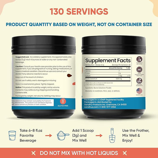 Sandhu's Pure Bovine Colostrum 130 Servings