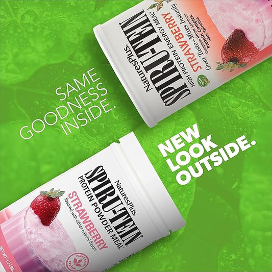 Natures Plus SPIRU-TEIN, Strawberry 1.2 lbs, 2 - 32 Total