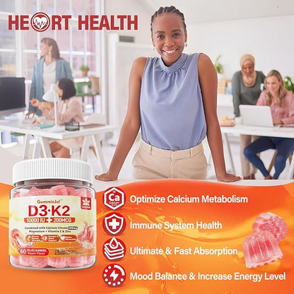Sugar-Free Vitamin D3 K2 Filled Gummies 5000IU / 10,000 IU 500mg Calcium K2 (MK-7) (MK-7) 200mcg, 200mcg, Magnesium