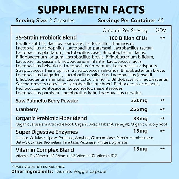 Probiotics for Men 100 Billion CFU 90 Veg