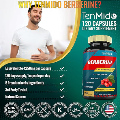 Berberine Extract Capsules 4250mg, 4 Months