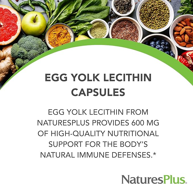 Natures Plus Egg Yolk Lecithin 600 mg, 90 Vegetarian 2 - 90 Servings