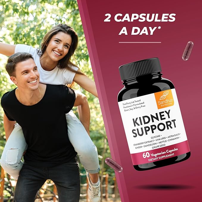 Sandhu's Kidney Cleanse Detox & Repair Support Supplement for Men and Women | with Cranberry Extract | Helps Support Kidney & Urinary Tract Health | 60 Vegetarian Capsules