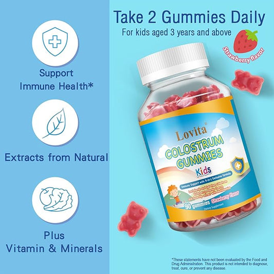 Colostrum Gummies, Easy to Eat 25% 90 Strawberry 3)