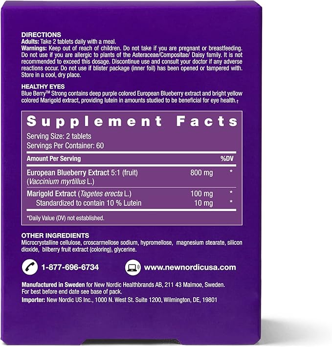 NEW NORDIC Blue Berry Strong 120 Tablets 1)